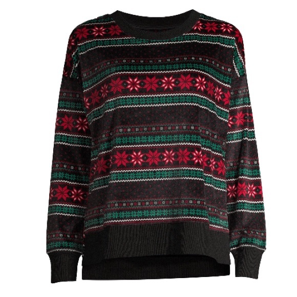 Women's Velour Long Sleeve Crew-Neck Top - Picture 3 of 3